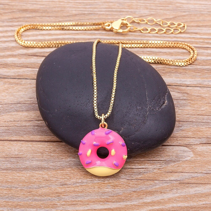 Donut Necklace, Donut Jewelry, Donut Bracelet, Donut Beads, Gold Plated Donut Necklace