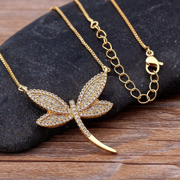 Dragonfly Charm Necklace, Birthday Present, Dragonfly Necklace For Her, Dragonfly Pendant Necklace, Gold Plated Dragonfly Necklace