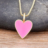 Red/Black Heart necklace, Cute heart necklace, Mini heart necklace, Gold necklace red, Mini red heart, Big pink heart, Gold necklace red