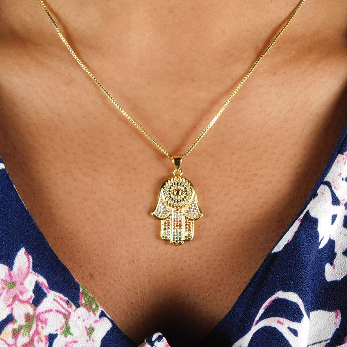 Hamsa Necklace, Hamsa Necklace Gold, Hamsa Evil Eye Necklace, Gold Plated Necklace Hamsa, Hamsa Hand Necklace, Small Hamsa Hand Of Fatima