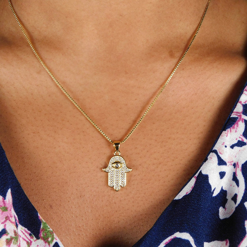Minimalist Hamsa Necklace, Hamsa Necklace Gold, Hamsa Evil Eye Necklace, Gold Plated Necklace Hamsa, Hamsa Hand, Small Hamsa Hand Of Fatima