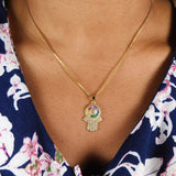 Hamsa necklace, Hamsa necklace gold, Hamsa evil eye necklace, Gold Plated necklace Hamsa, Hamsa hand necklace, Small Hamsa hand of Fatima