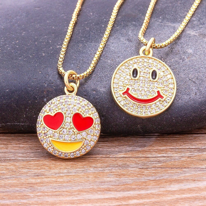 Smiley Face Necklace, Smiley Necklace, Gold Color Smiley Necklace, Dainty Smiley Face, Smiley Face Tiny, Pearl Necklace, Trouble Smiley