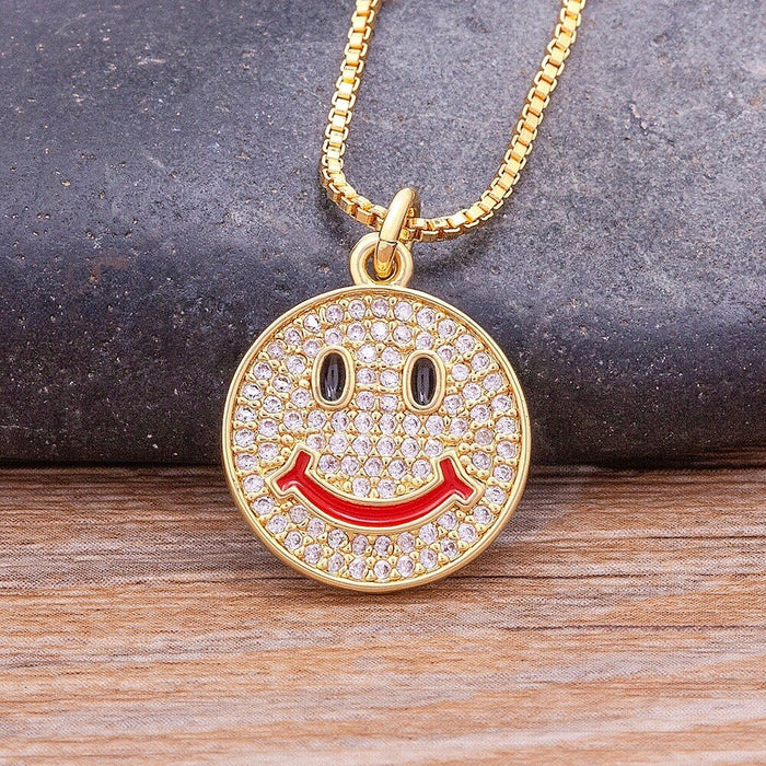 Smiley Face Necklace, Smiley Necklace, Gold Color Smiley Necklace, Dainty Smiley Face, Smiley Face Tiny, Pearl Necklace, Trouble Smiley