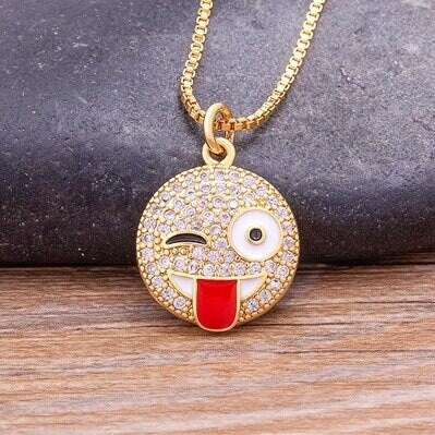 Smiley Face Necklace, Smiley Necklace, Gold Color Smiley Necklace, Dainty Smiley Face, Smiley Face Tiny, Pearl Necklace, Trouble Smiley