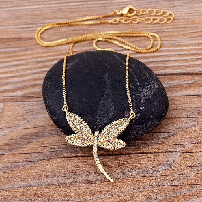 Dragonfly Charm Necklace, Birthday Present, Dragonfly Necklace For Her, Dragonfly Pendant Necklace, Gold Plated Dragonfly Necklace