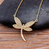Dragonfly Charm Necklace, Birthday Present, Dragonfly Necklace For Her, Dragonfly Pendant Necklace, Gold Plated Dragonfly Necklace