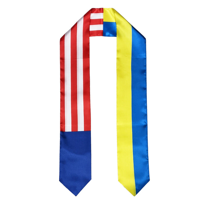 Ukrainian American Graduation Stole, Ukrainian America Graduation Sash, Ukrainian Flag Graduation Stole, Ukrainian Stole