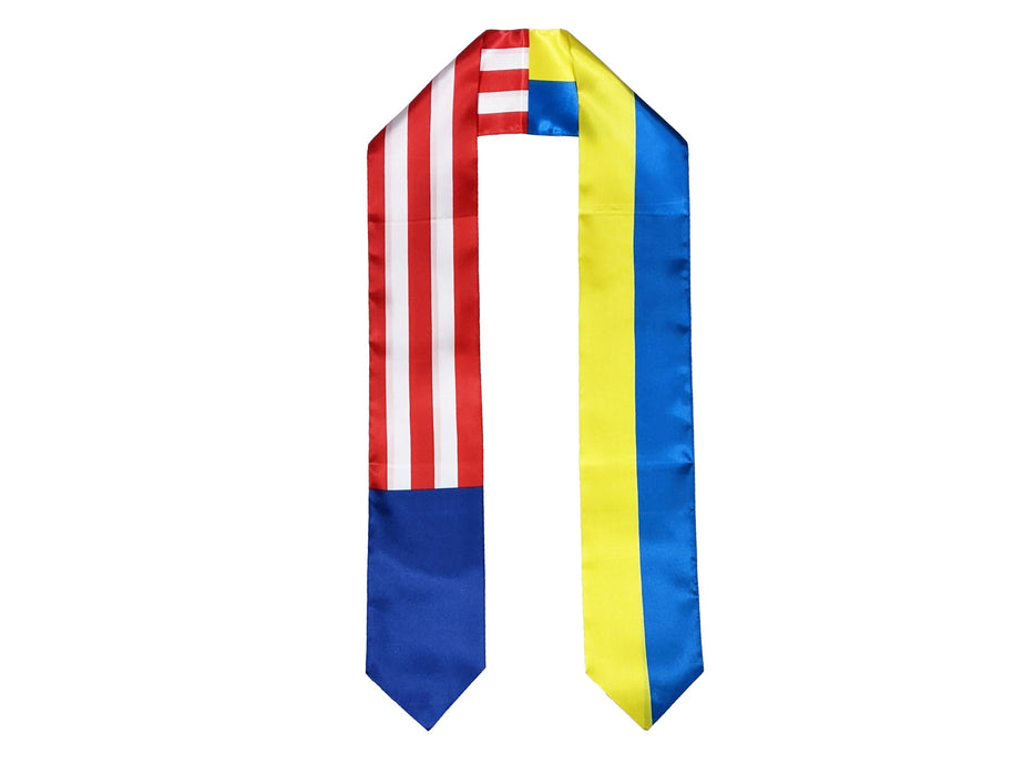 Ukrainian American Graduation Stole, Ukrainian America Graduation Sash, Ukrainian Flag Graduation Stole, Ukrainian Stole