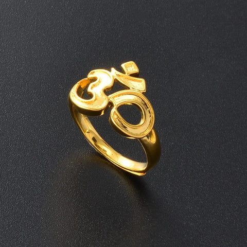 18K Gold Plated Om Pendant Ring / Hindu Ring / Yoga Meditation Jewelry / Spiritual Ring