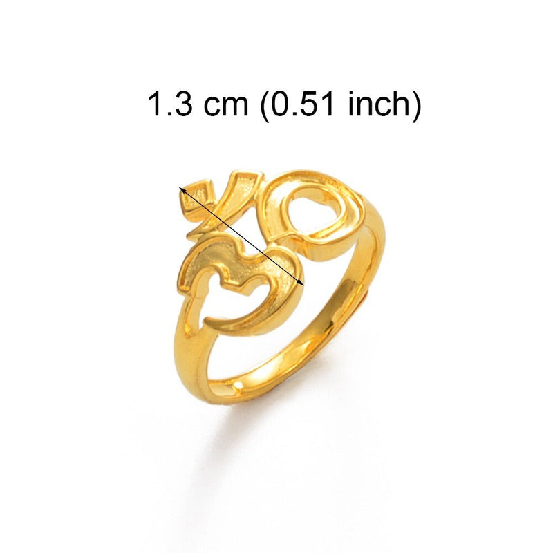 18K Gold Plated Om Pendant Ring / Hindu Ring / Yoga Meditation Jewelry / Spiritual Ring