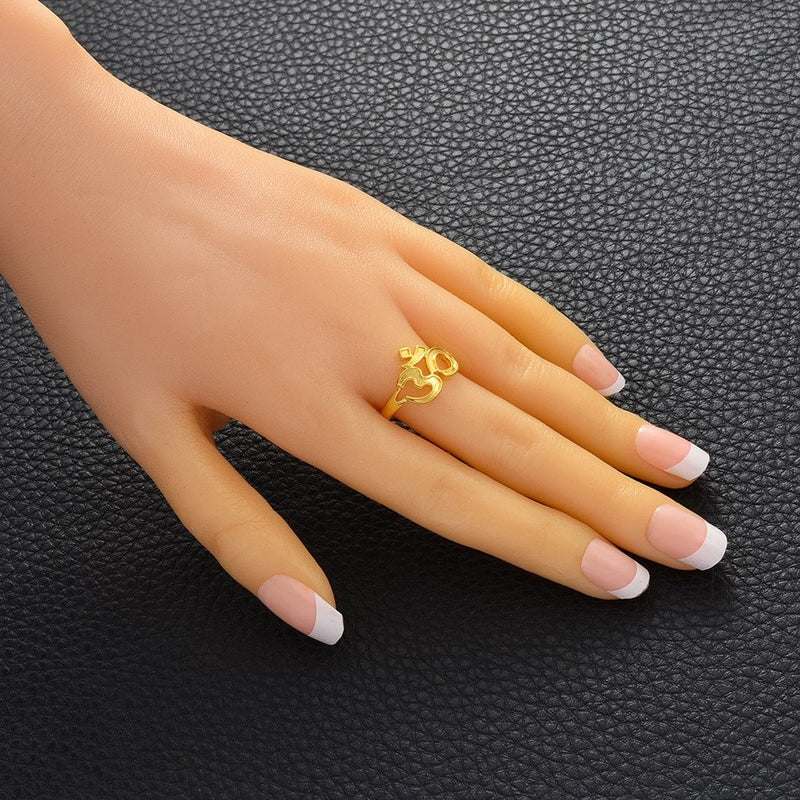 18K Gold Plated Om Pendant Ring / Hindu Ring / Yoga Meditation Jewelry / Spiritual Ring