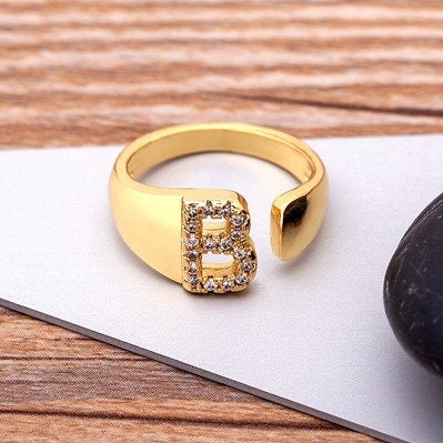 18K Gold Plated A-Z Initials Ring / A-Z Letters Ring / A-Z Initial Ring / A-Z Letters Jewelry / A-Z Letters Gift