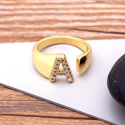 18K Gold Plated A-Z Initials Ring / A-Z Letters Ring / A-Z Initial Ring / A-Z Letters Jewelry / A-Z Letters Gift