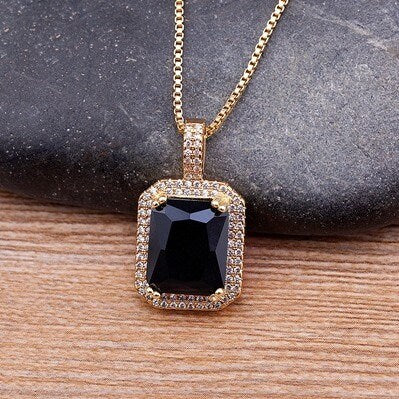 Crystal Necklace, Austrian Crystal Necklace, Gold Plated Pendant Necklace Rectangle, Crystal Jewelry, Crystal Bracelet, Crystal Earrings