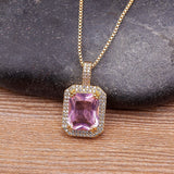 Crystal Necklace, Austrian Crystal Necklace, Gold Plated Pendant Necklace Rectangle, Crystal Jewelry, Crystal Bracelet, Crystal Earrings