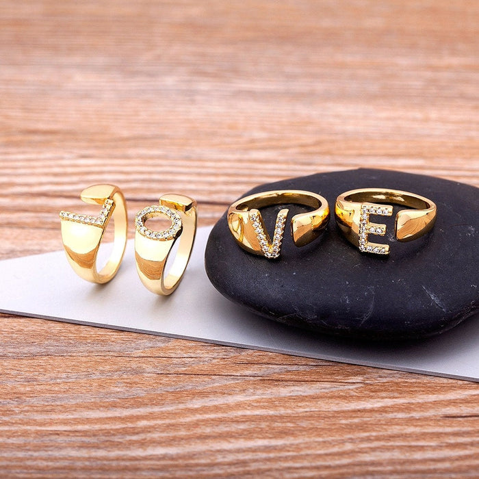 18K Gold Plated A-Z Initials Ring / A-Z Letters Ring / A-Z Initial Ring / A-Z Letters Jewelry / A-Z Letters Gift