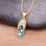 Blue Evil Eye Necklace, Enamel Slipper Necklace, Enamel Necklace, Enamel Charm Necklace, Enamel Pendant Necklace, Copper And Enamel Necklace