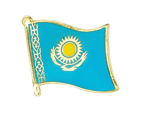 Kazakhstan National Flag Lapel Pin / Kazakhstan Flag Lapel Clothes / Country Flag Badge / Kazakh National Flag Brooch / Enamel Pins