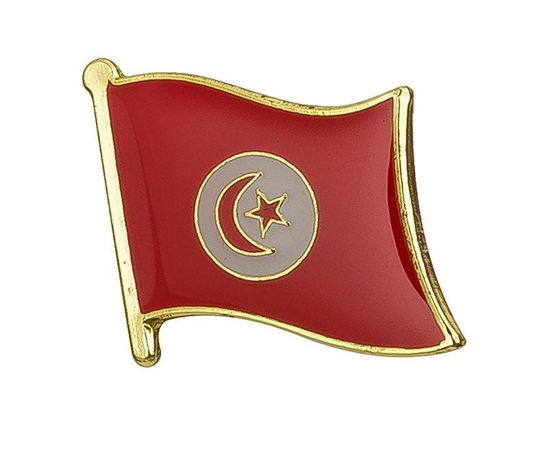 Tunisia National Flag Lapel Pin / Tunisia Flag Lapel Clothes / Country Flag Badge / Tunisian National Flag Brooch / Tunisia Enamel Pins