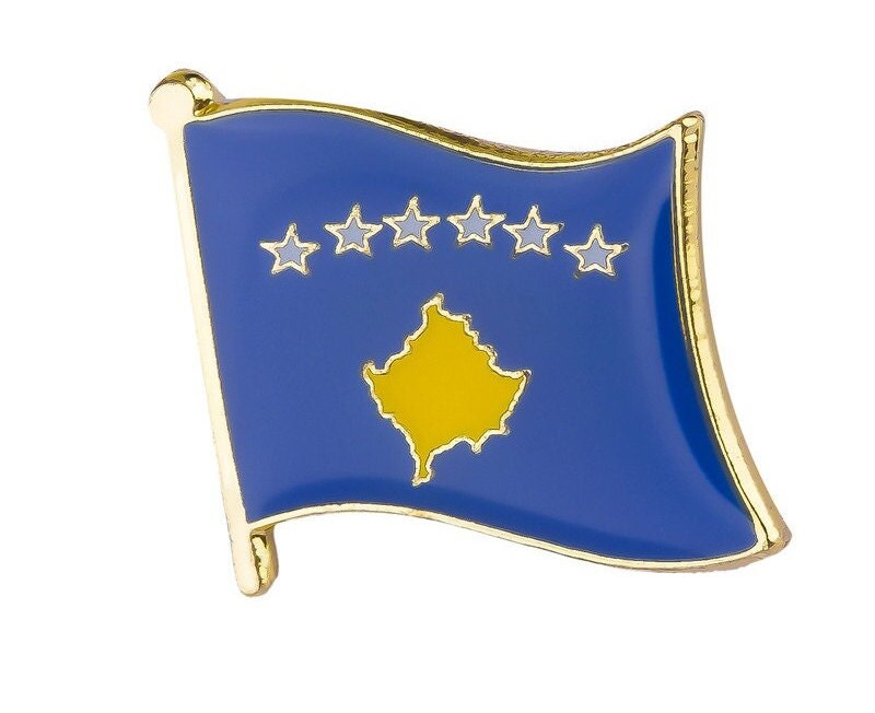 Kosovo National Flag Lapel Pin / Kosovo Flag Lapel Clothes / Kosovar Country Flag Badge / Kosovan National Flag Brooch / Kosovo Enamel Pins