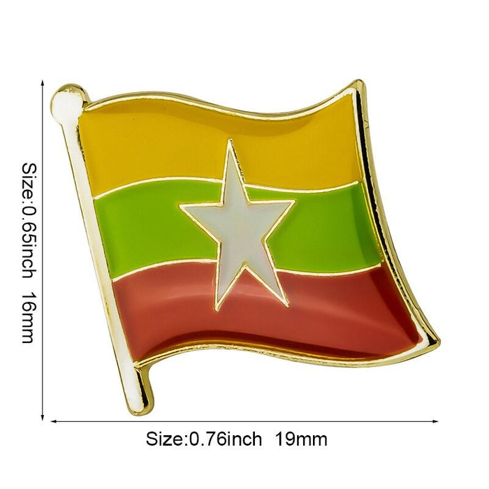 Myanmar National Flag Lapel Pin / Myanmar Flag Lapel Clothes / Country Flag Badge / Burma National Flag Brooch / Myanmarese Enamel Pins