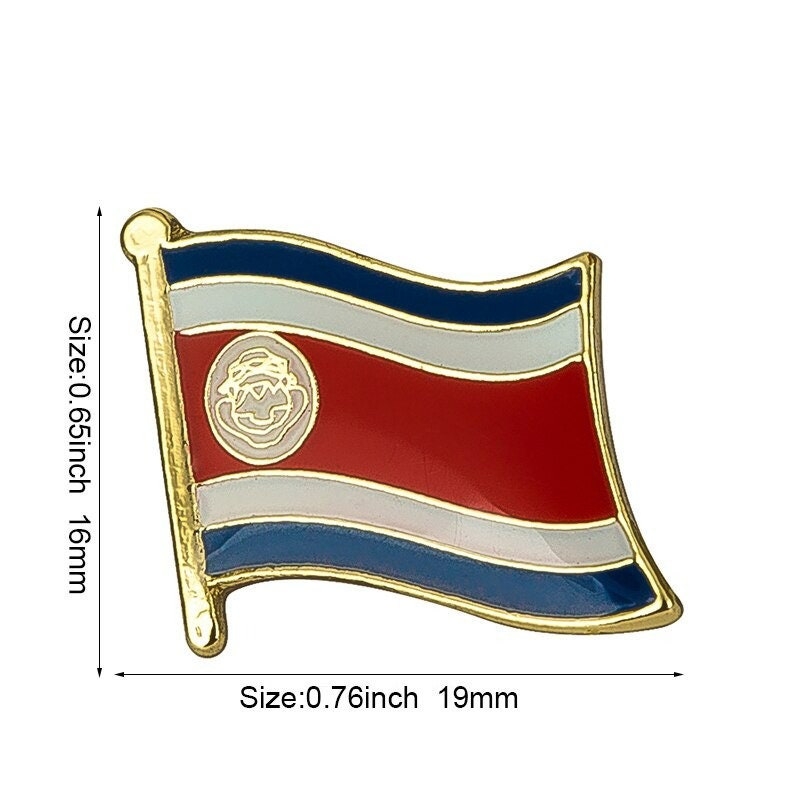 Costa Rica National Flag Lapel Pin / Costa Rica Flag Lapel Clothes / Costa Rica Country Badge / National Flag Brooch / Enamel Pins