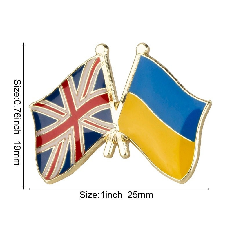 United Kingdom Ukraine Flag Lapel Pin / U.K Ukraine Flag Lapel Clothes /  Country Flag Badge / National Flag Brooch / Enamel Pins