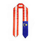 Malaysia Flag Graduation Stole, Malaysia Flag Graduation Sash, Malaysia Graduation Stole, Malaysian Flag Graduation Stole