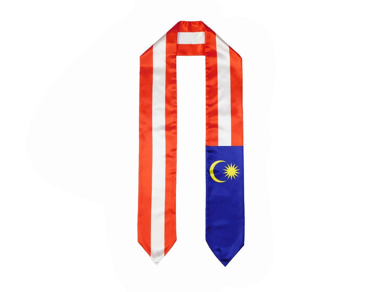 Malaysia Flag Graduation Stole, Malaysia Flag Graduation Sash, Malaysia Graduation Stole, Malaysian Flag Graduation Stole