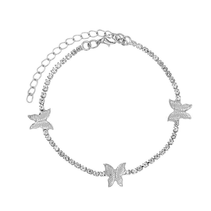 Butterfly Tennis Anklet, Iced Out Anklet, Cz Tennis Butterfly Anklet, Bling Iced Tennis Anklet, Butterfly Anklet, Beach Anklet, Crystal