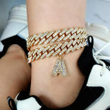 A-Z Initials Ankle Bracelets, A-Z Initial Anklets, A-Z Initial Personalized Gift, A-Z Anklets, Iced Out A-Z Letters Jewelry, Initial Pendant
