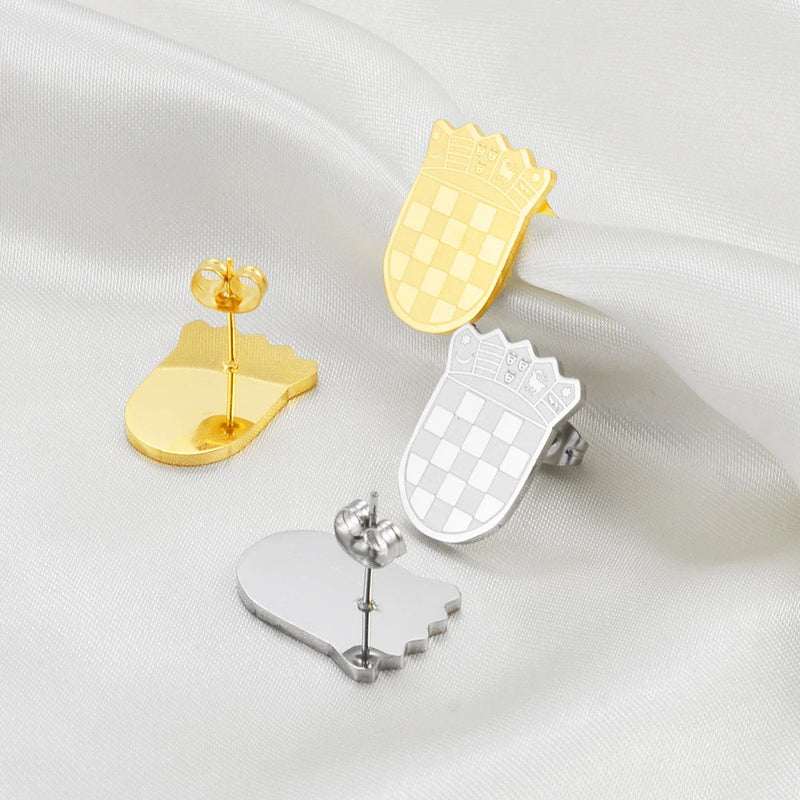 18K Gold Plated Croatia Map Earrings, Croatia Necklace, Croatia Flag, Croatia Jewelry, Croatia Pendant, Croatia Gifts, Croatia Earrings