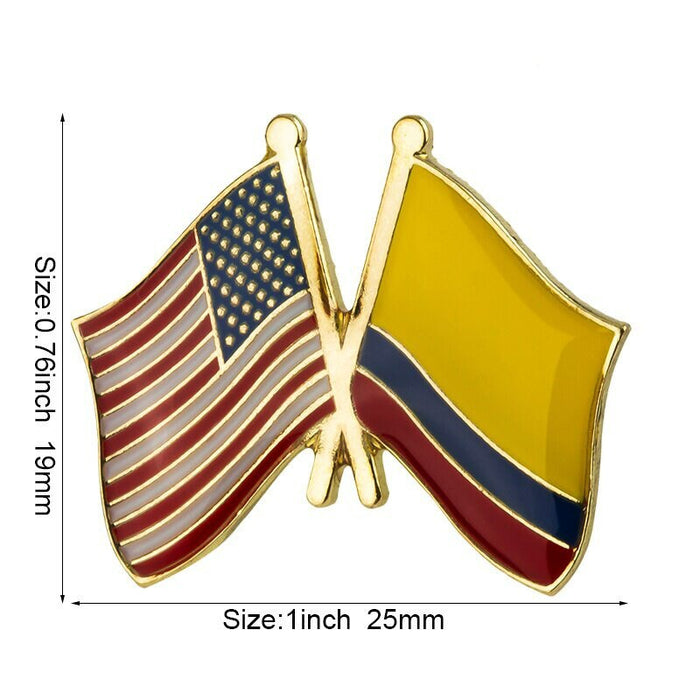 U.S.A Colombia Flag Lapel Pin / U.S.A Colombia Flag Lapel clothes / Country flag Badge / American flag Brooch / United Sates enamel pin