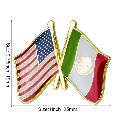 U.S.A. Mexico Flag Lapel Pin / U.S.A. Mexico Flag Lapel Clothes / Country Flag Badge / American Flag Brooch / United Sates Enamel Pin