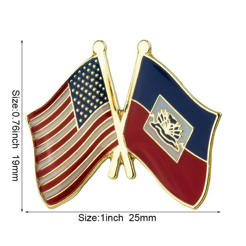 U.S.A. Haiti Flag Lapel Pin / U.S.A. Haiti Flag Lapel Clothes / Country Flag Badge / American Flag Brooch / United Sates Enamel Pin