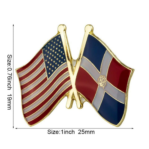 U.s.a Dominican Flag Lapel Pin / U.s Dominican Flag Lapel Clothes / Country Flag Badge / American Flag Brooch / United Sates Enamel Pin