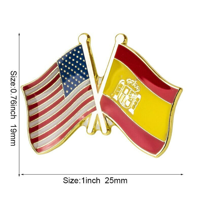 U.S.A. Spain Flag Lapel Pin / U.S.A. Spain Flag Lapel Clothes / Country Flag Badge / American National Flag Brooch / United Sates Enamel Pin