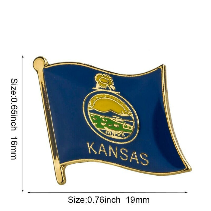 Kansas State Flag Lapel Pin / Usa Kansas Flag Clothes Brooch / Enamel Pins / Kansas Flag Badge / Kansas Pin