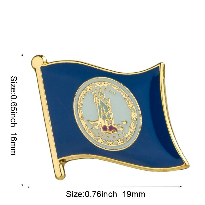 Virginia State Flag Lapel Pin / USA Virginia Flag Clothes Brooch / Enamel Pins /  Virginia Flag Badge /  Virginia Pin