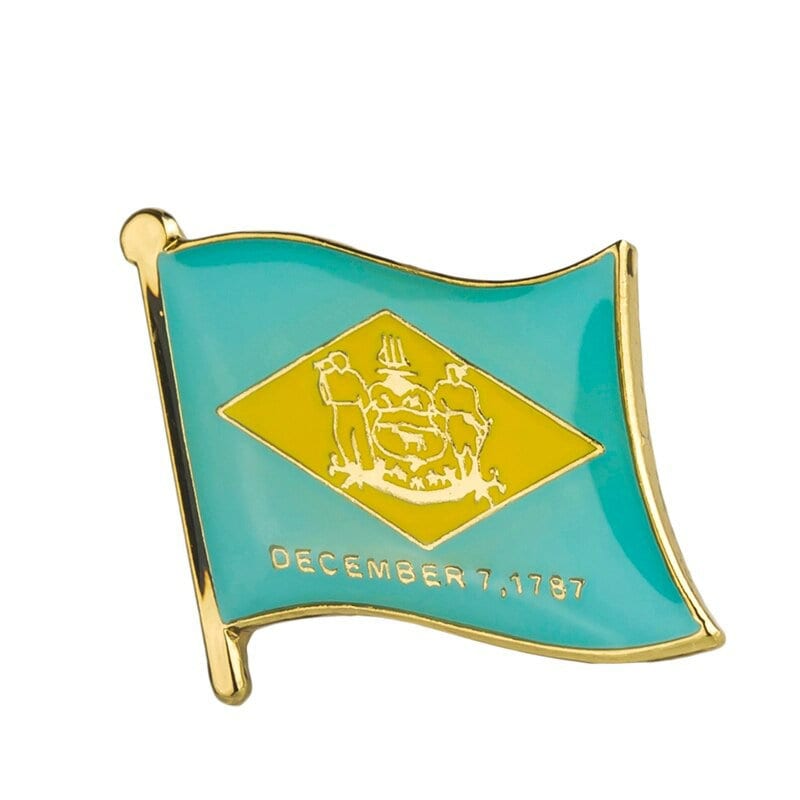 Delaware State Flag Lapel Pin / Usa Delaware Flag Clothes Brooch / Enamel Pins /  Delaware Flag Badge /  Delaware Pin