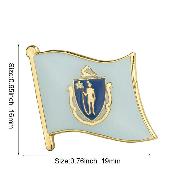 Massachusetts State Flag Lapel Pin / Usa Massachusetts Flag Clothes Brooch / Enamel Pins /  Massachusetts Flag Badge /  Massachusetts Pin