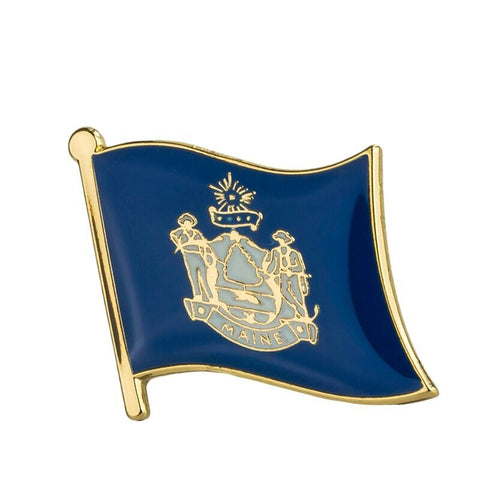 Maine State Flag Lapel Pin / Usa Maine Flag Clothes Brooch / Enamel Pins /  Maine Flag Badge /  Maine Pin