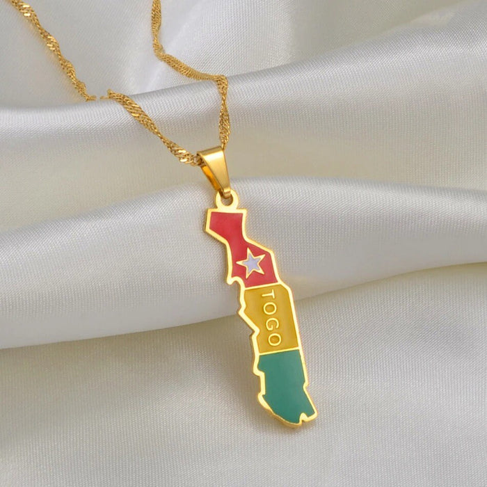 18K Gold Plated Togo Necklace - Togo Earrings - Togo Necklace - Togo Gifts - Togo Bracelet -  Togo Jewelry - Togo Map - Togo Keychain