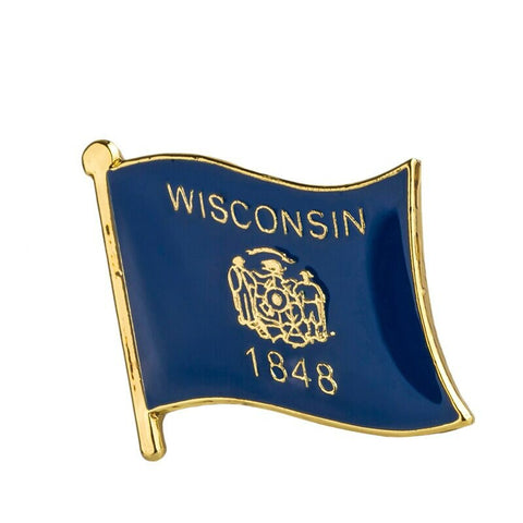 Wisconsin State Flag Lapel Pin / USA Wisconsin Flag Clothes Brooch / Enamel Pins /  Wisconsin Flag Badge /  Wisconsin Pin