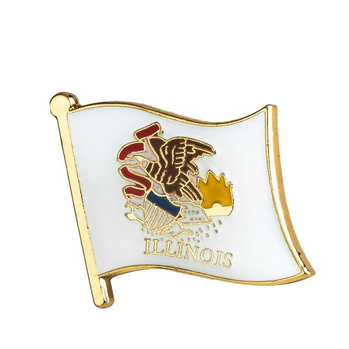 Illinois State Flag Lapel Pin / USA Illinois Flag Clothes Brooch / Enamel Pins /  Illinois Flag Badge /  Illinois Pin