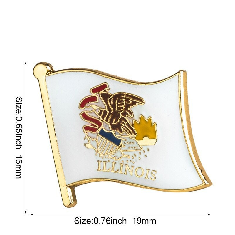 Illinois State Flag Lapel Pin / USA Illinois Flag Clothes Brooch / Enamel Pins /  Illinois Flag Badge /  Illinois Pin