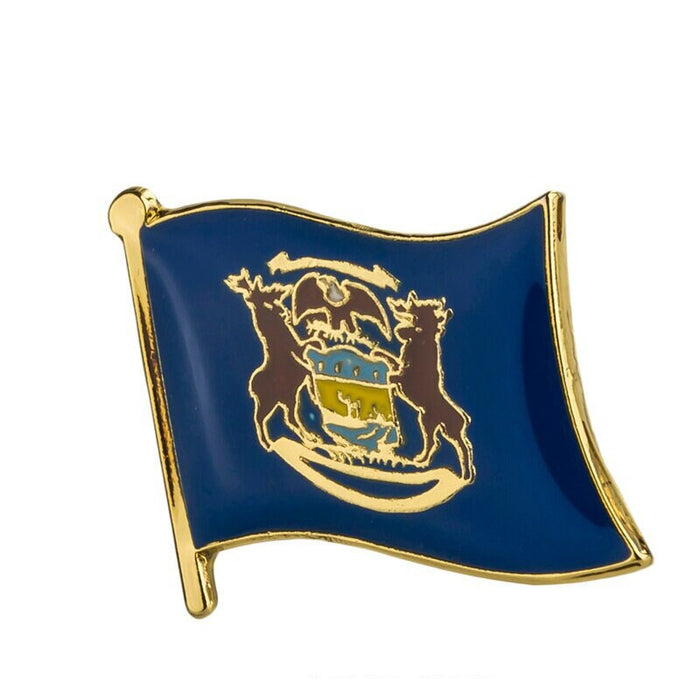 Michigan State Flag Lapel Pin / Usa  Michigan Flag Clothes Brooch / Enamel Pins /  Michigan Flag Badge /  Michigan Pin