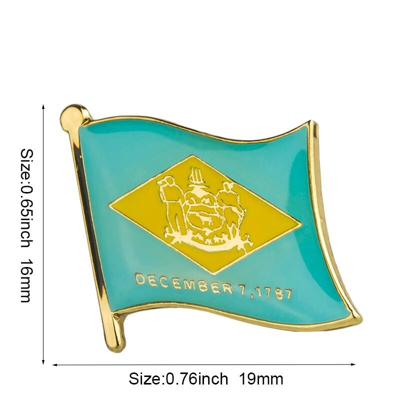 Delaware State Flag Lapel Pin / Usa Delaware Flag Clothes Brooch / Enamel Pins /  Delaware Flag Badge /  Delaware Pin